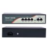 6 portos PoE switch ; 4 PoE 10/100 Mbps+ / 2 uplink port 100 Mbps; 48V, Max. 250m