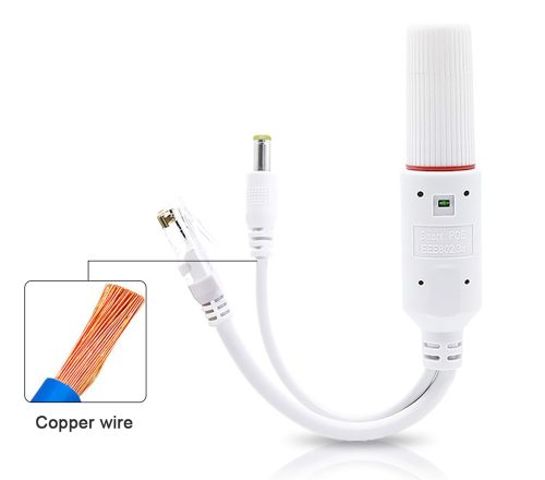 Vízálló aktiv POE splitter adapter 48V-ról - 12V-ra, fehér szín