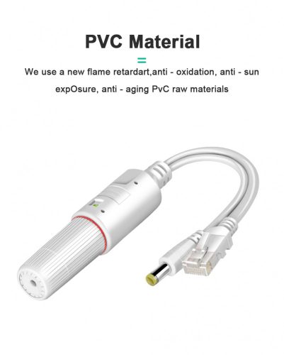 Vízálló aktiv POE splitter adapter 48V-ról - 12V-ra, fehér szín
