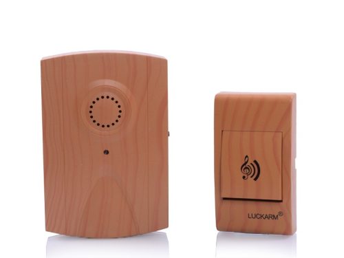 VEZETÉK NÉLKÜLI CSENGŐ, VÍZÁLLÓ GOMBBAL, 32 DALLAMÚ CSENGŐ, BARNA