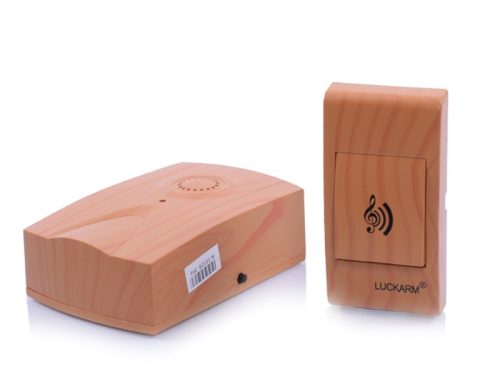 VEZETÉK NÉLKÜLI CSENGŐ, VÍZÁLLÓ GOMBBAL, 32 DALLAMÚ CSENGŐ, BARNA