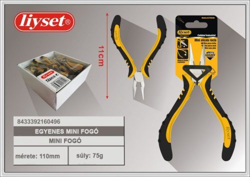 Mini egyenes fogó, 110 mm-es