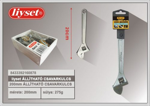 Állítható csavarkulcs, 200 mm-es