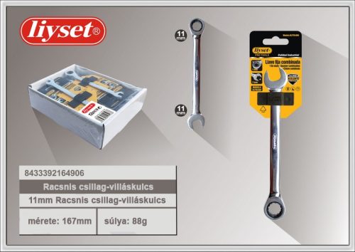 Racsnis csillag-villáskulcs 11mm