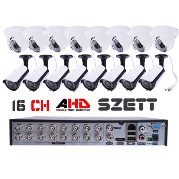16 kamerás AHD rendszer 2.0 MegaPixel, dome / csőkamerákkal
