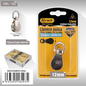   Kulcstartó emelőcsiga, forgós gyűrűs, króm bevonattal 12mm 