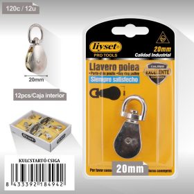   Kulcstartó emelőcsiga, forgós gyűrűs, króm bevonattal 20mm