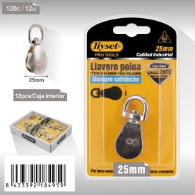   KULCSTARTÓ EMELŐCSIGA, FORGÓS GYŰRŰS, KRÓM BEVONATTAL 25MM