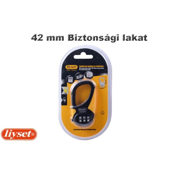 LIYSET 42 mm 3 Számzáras lakat fekete-sárga