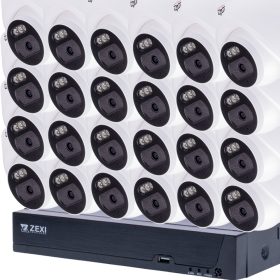   3 MP-es IP PoE Switch 24 kamerás megfigyelőrendszer ABS ház beltéri Turret kamerákkal, éjjel színes megvilágítással és beépített mikrofonnal