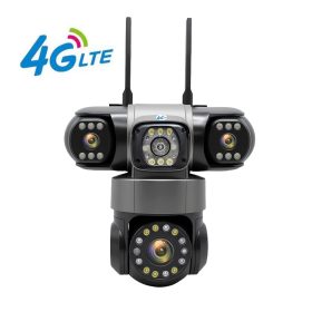   4G SIM kártyás 6MP intelligens PTZ kamera, háromlencsés éjjellátó CMOS érzékelővel, kültéri kétirányú audió