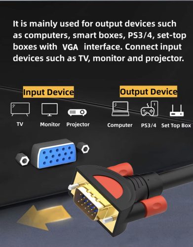 10m Prémium VGA apa - VGA apa monitor kábel 15Pin (3+9)