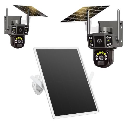 Napelemes 4G SIM Kártyás Router és 2db 6MP Dupla lencsés Napelemes Wifi-s Biztonsági Kamera Rendszer