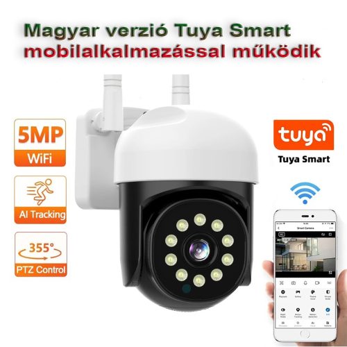 5 MP kültéri Wifi IP Tuya intelligens kamera automatikus nyomkövető vezeték nélküli PTZ 