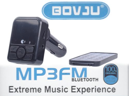 Autós Bluetooth FM transmitter, MP3, 2db USB töltő, AUX, TF CARD, táviránytóval