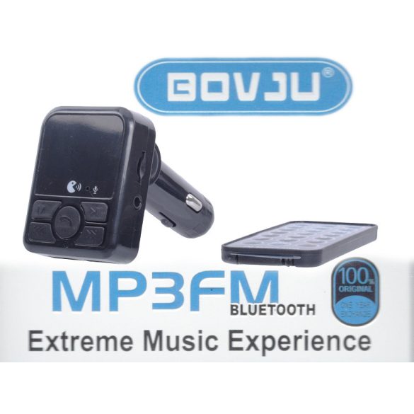Autós Bluetooth FM transmitter, MP3, 2db USB töltő, AUX, TF CARD, táviránytóval
