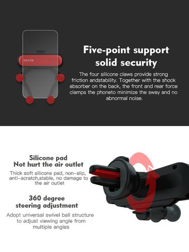 Gravitációs autós telefontartó szellőzőrácsra szerelhető