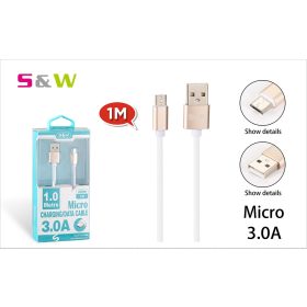   S&W 1m-es 3.0A USB - MICRO USB TÖLTŐ ÉS ADATKÁBEL, FEHÉR-ARANY SZÍN