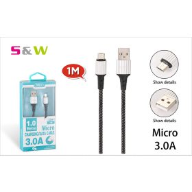   CELLECT Szövet borítású USB - MICRO USB töltő és  adatkábel, 1m, max 3.0A, fekete szín