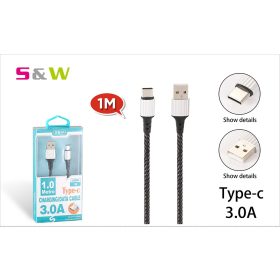   CELLECT Szövet borítású USB - TYPE-C töltő és  adatkábel, 1m, max 3.0A, fekete szín