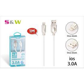   1m-es 3.0A USB - LIGHTNING Gyorstöltésű adatkábel fehérszínű