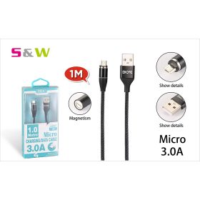   MÁGNESES CELLECT SZÖVET BORÍTÁSÚ USB - MICRO USB TÖLTŐ ÉS ADATKÁBEL 3.0A 1M FEKETE