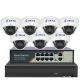 7 KAMERÁS 5MP IP, PoE SWITCH, H.265, ONVIF DOME KAMERA RENDSZER 