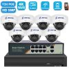 7 KAMERÁS 5MP IP, PoE SWITCH, H.265, ONVIF DOME KAMERA RENDSZER 