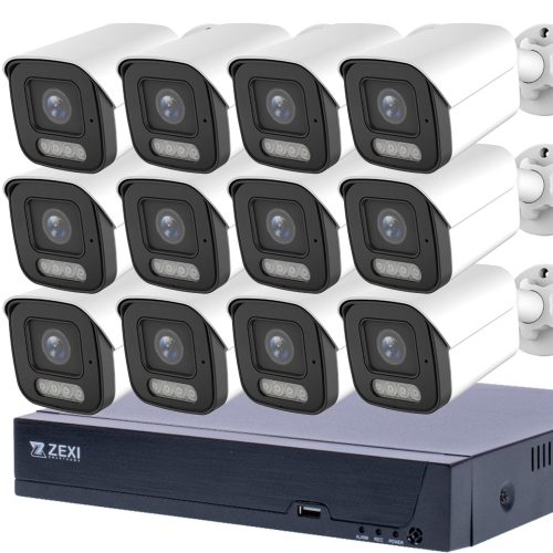 8MP H.265x IP POE SWITCH 12db-os 4mm BULLET Kamerás Biztonsági Rendszer IP66 Vízálló Éjjel Nappal színes látás Hangrögzítés