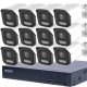 8MP H.265x IP POE SWITCH 12db-os 4mm BULLET Kamerás Biztonsági Rendszer IP66 Vízálló Éjjel Nappal színes látás Hangrögzítés
