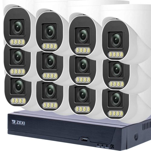 8MP H.265x IP POE SWITCH 12db-os 4mm DOME Kamerás Biztonsági Rendszer IP66 Vízálló Éjjel Nappal színes látás Hangrögzítés