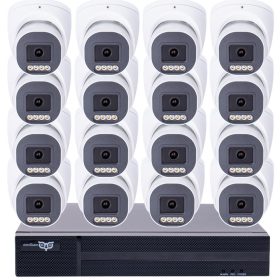   8MP H.265x IP POE SWITCH 16db-os 4mm Turret Kamerás Biztonsági Rendszer IP66 Vízálló Éjjel Nappal színes látás Hangrögzítés