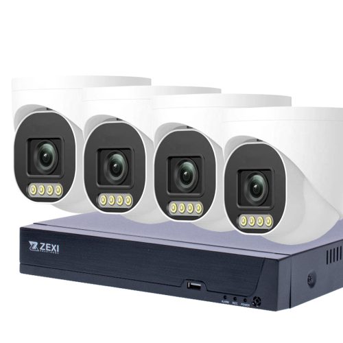 8MP H.265x IP POE SWITCH 4db-os 4mm DOME Kamerás Biztonsági Rendszer IP66 Vízálló Éjjel Nappal színes látás Hangrögzítés