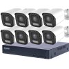 8MP H.265x IP POE SWITCH 8db-os 4mm BULLET Kamerás Biztonsági Rendszer IP66 Vízálló Éjjel Nappal színes látás Hangrögzítés