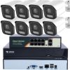 8MP H.265x IP POE SWITCH 8db-os 4mm BULLET Kamerás Biztonsági Rendszer IP66 Vízálló Éjjel Nappal színes látás Hangrögzítés