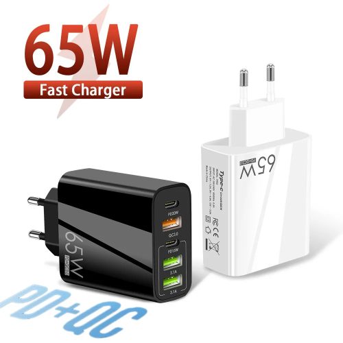 65W 2db Typ-c PD 20W 3db USB QC 3.0 gyors töltő fali adapter 