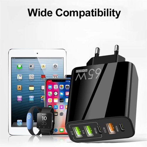 65W 2db Typ-c PD 20W 3db USB QC 3.0 gyors töltő fali adapter 