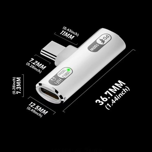 2 az 1-ben Prémium USB-C Adapter – 100W PD, 10Gbps Adatátvitel és Hi-Fi Audio