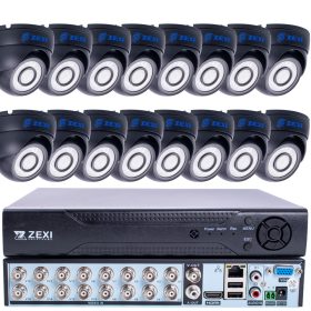   16 kamerás 2MP 2.8mm AHD DOME biztonsági kamera rendszer, kültéri/beltéri, fekete szín