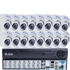   16 kamerás 2MP 2.8/6mm AHD DOME biztonsági kamera rendszer, kültéri/beltéri, fehér szín
