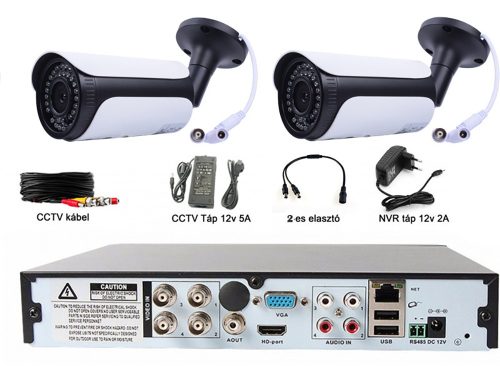 2 KAMERÁS 2MP 2.8 / 6mm FULL HD AHD KÜLTÉRI / BELTÉRI  CSŐ KAMERA SZETT, 30m-es INFRÁVAL