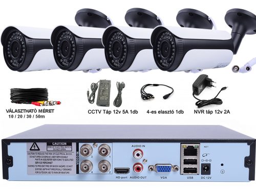 4 KAMERÁS 2MP FULL HD 2.8 mm, AHD KÜLTÉRI CSŐ KAMERA RENDSZER, 30M INFRÁVAL