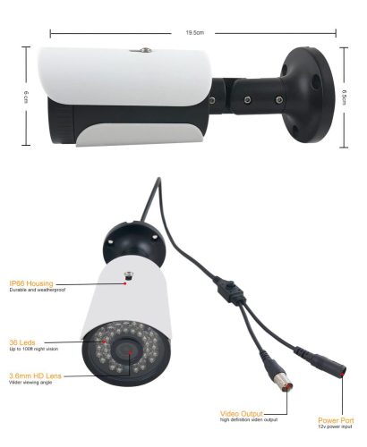 5 kamerás 2MP 2.8mm AHD csőkamera rendszer szett, kültéri/beltéri, 30m IR 
