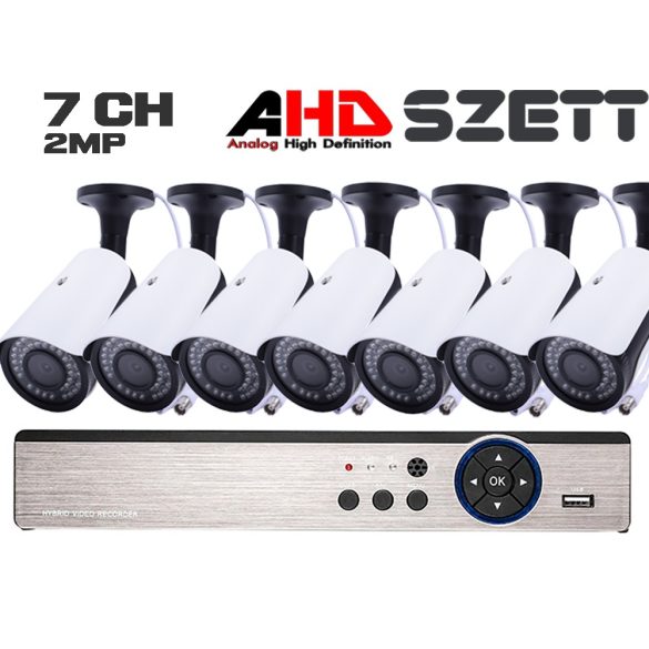 7 kamerás 2MP 2.8mm AHD csőkamera rendszer szett, kültéri/beltéri, 30m IR 