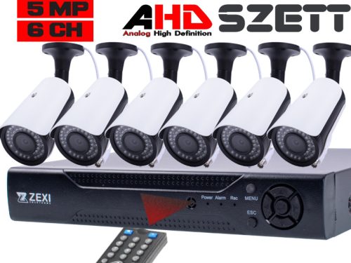 6 KAMERÁS 5MP 2.8mm/6mm AHD KÜLTÉRI CSŐ KAMERARENDSZER, 30m-es INFRÁVAL