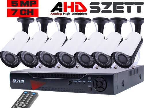 7 KAMERÁS 5MP 2.8mm/6mm AHD KÜLTÉRI CSŐ KAMERARENDSZER, 30m-es INFRÁVAL