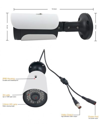 8 KAMERÁS 5MP 2.8mm/6mm AHD KÜLTÉRI CSŐ KAMERARENDSZER, 30m-es INFRÁVAL