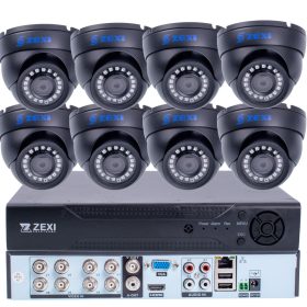   ZEXI 8 KAMERÁS 2MP 2.8 / 6mm AHD DOME biztonsági kamerarendszer, kültéri/beltéri, fekete szín