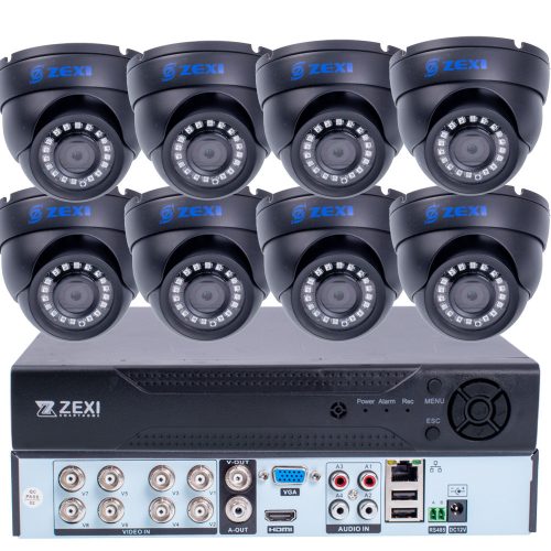 ZEXI 8 KAMERÁS 2MP 2.8 / 6mm AHD DOME biztonsági kamerarendszer, kültéri/beltéri, fekete szín
