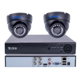   2 darab 5 megapixeles, 2,8 mm-es objektívvel szerelt, fekete színű AHD DOME biztonsági kamerából álló megfigyelőrendszer